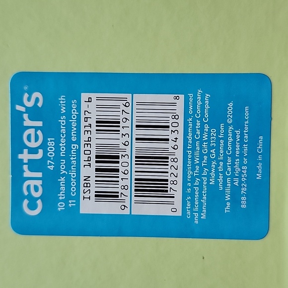 Carter's Thank You Notecards NIB - Picture 2 of 3